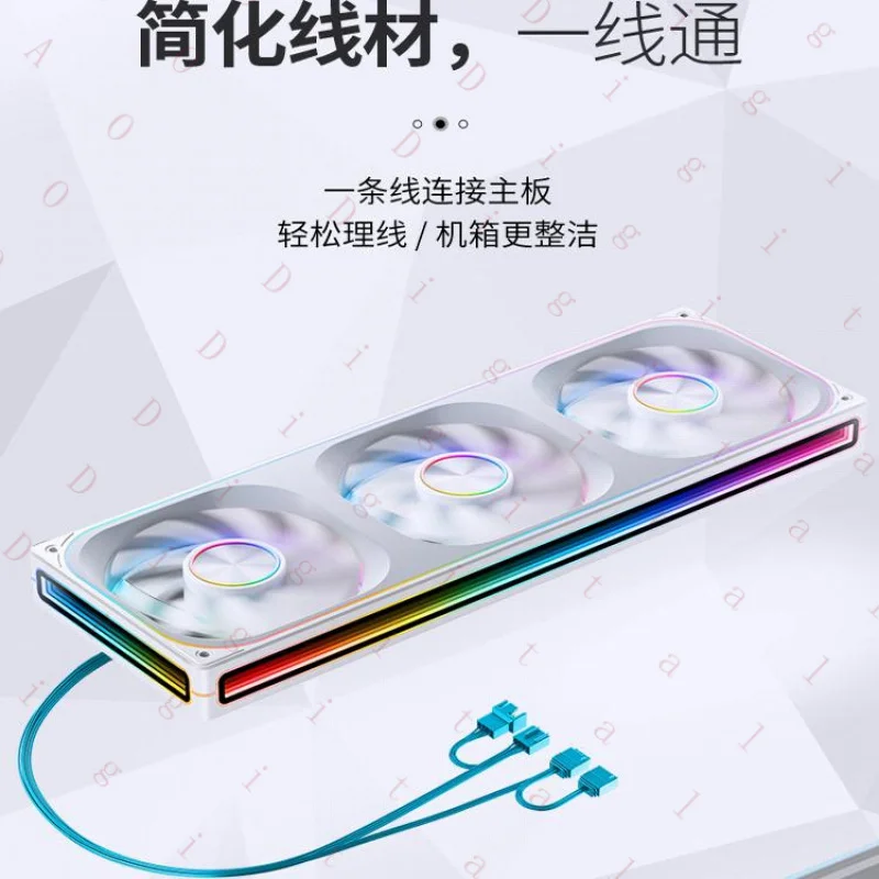 WW for Qiaosibo ZA-240/360 Integrated 12cm Case Fan with CD Pattern, 4-Sided ARGB Synchronization, Temperature Control