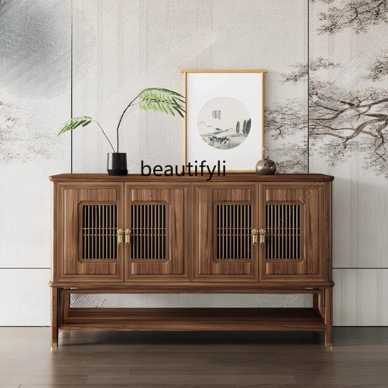 

New Chinese side cabinet ash wood solid wood, against the wall, dining room, storage, decorative cabinet