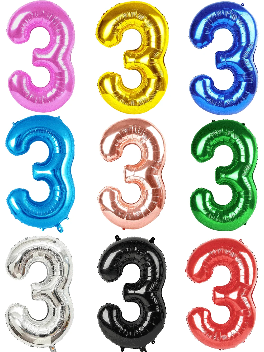 32 Zoll mehrfarbige Nummer 3 Ballon große Zahlenballons 0-9 Jungen Mädchen Geburtstagsdekoration Frauen Männer Party Jubiläumszubehör – Detail 1