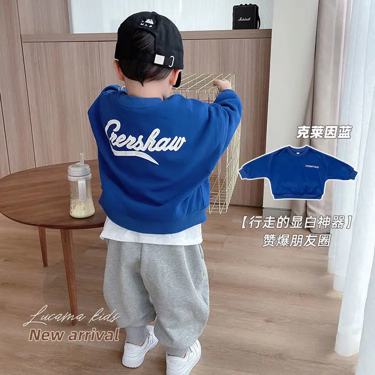 

Boy's Hoody Spring and Autumn 2022 New Spring Clothes Children's Net Red Baby Bottoming Shirt Tops Children's Clothing