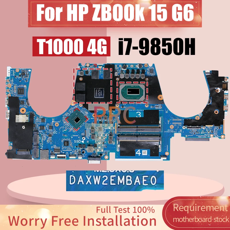 DAXW2EMBAE0 For HP ZB00k 15 G6 Laptop Motherboard SRFCN i7-9850H T1000 4G N19P-Q1-A1Notebook Mainboard