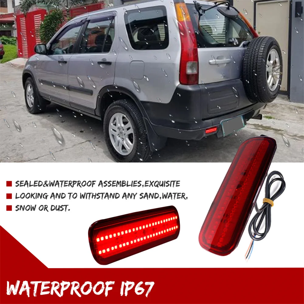 Smoked / Red Lens Red LED Car Rear Bumper Reflector Lights For 2002-2004 Honda CR-V Function as Tail / Brake & Rear Fog Lights - view 4