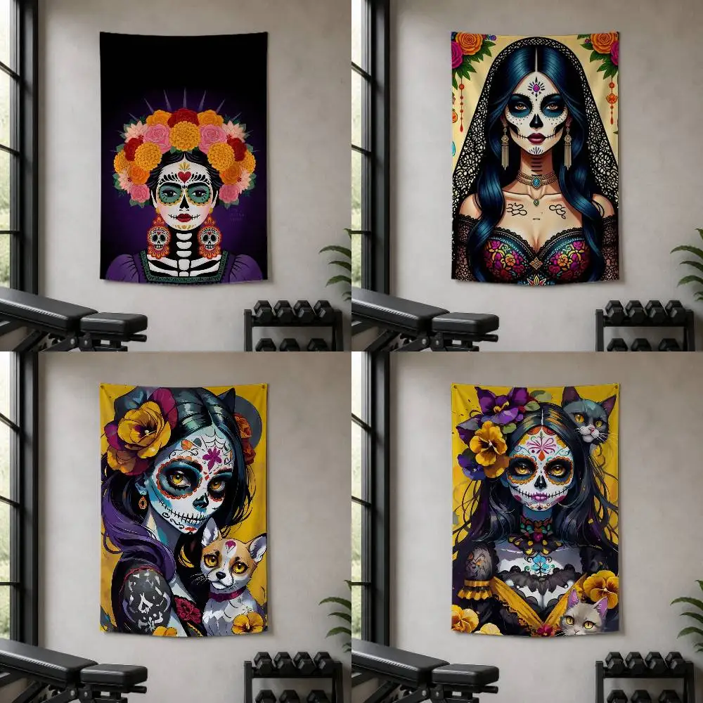 Day of the dead Decorative Wall Flag Banner for Home Garden Garage Indoor Outdoor Decor