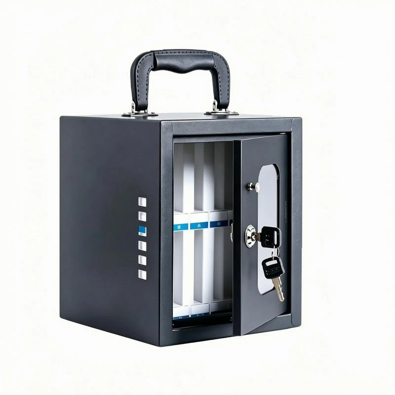 Wall Mountable Metal Phone Storage Box with Transparent Front for Device Management