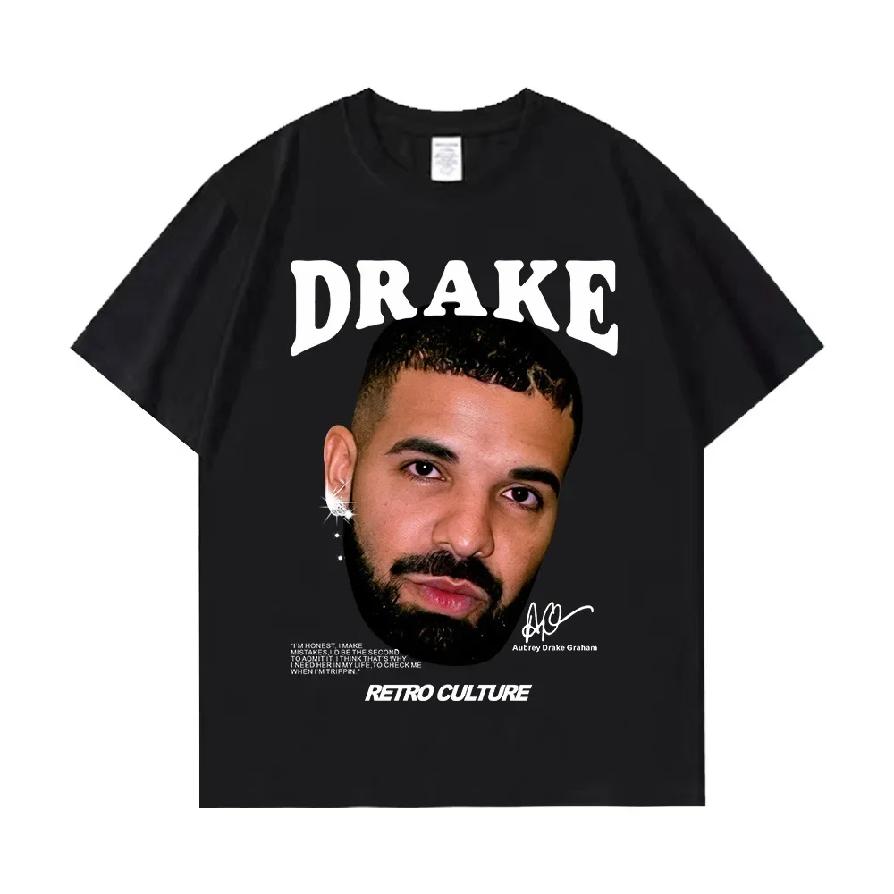 Rapper Drizzy Drake Print Men Women 100% Cotton Clothing Oversized Vintage Short Sleeve T-shirts Hip Hop T Shirt Streetwear Tops