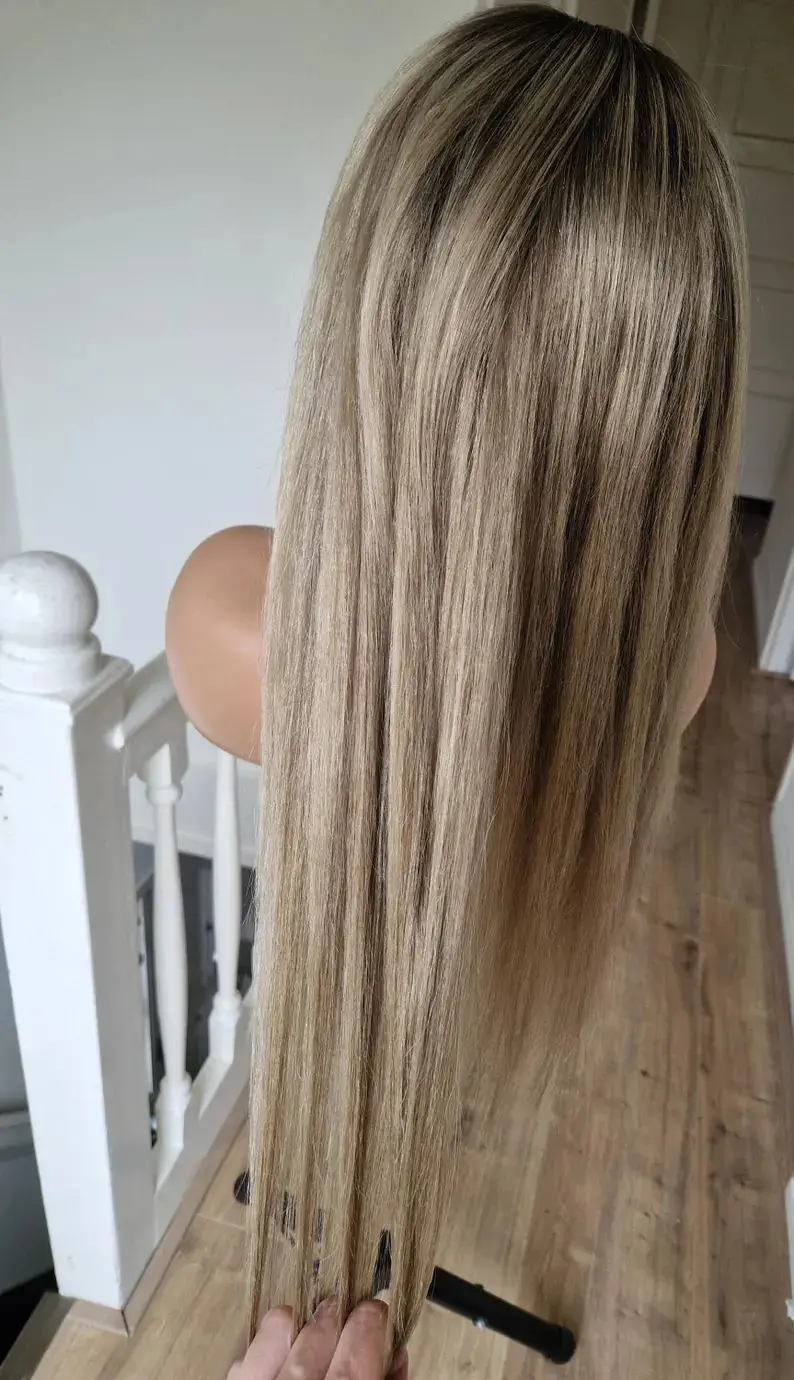 28 Inches Futura Fibre Synthetic Wig Chestnut Brown Natural Straight Wig Heat Resistant Lace Front Wig Women Daily Party Used