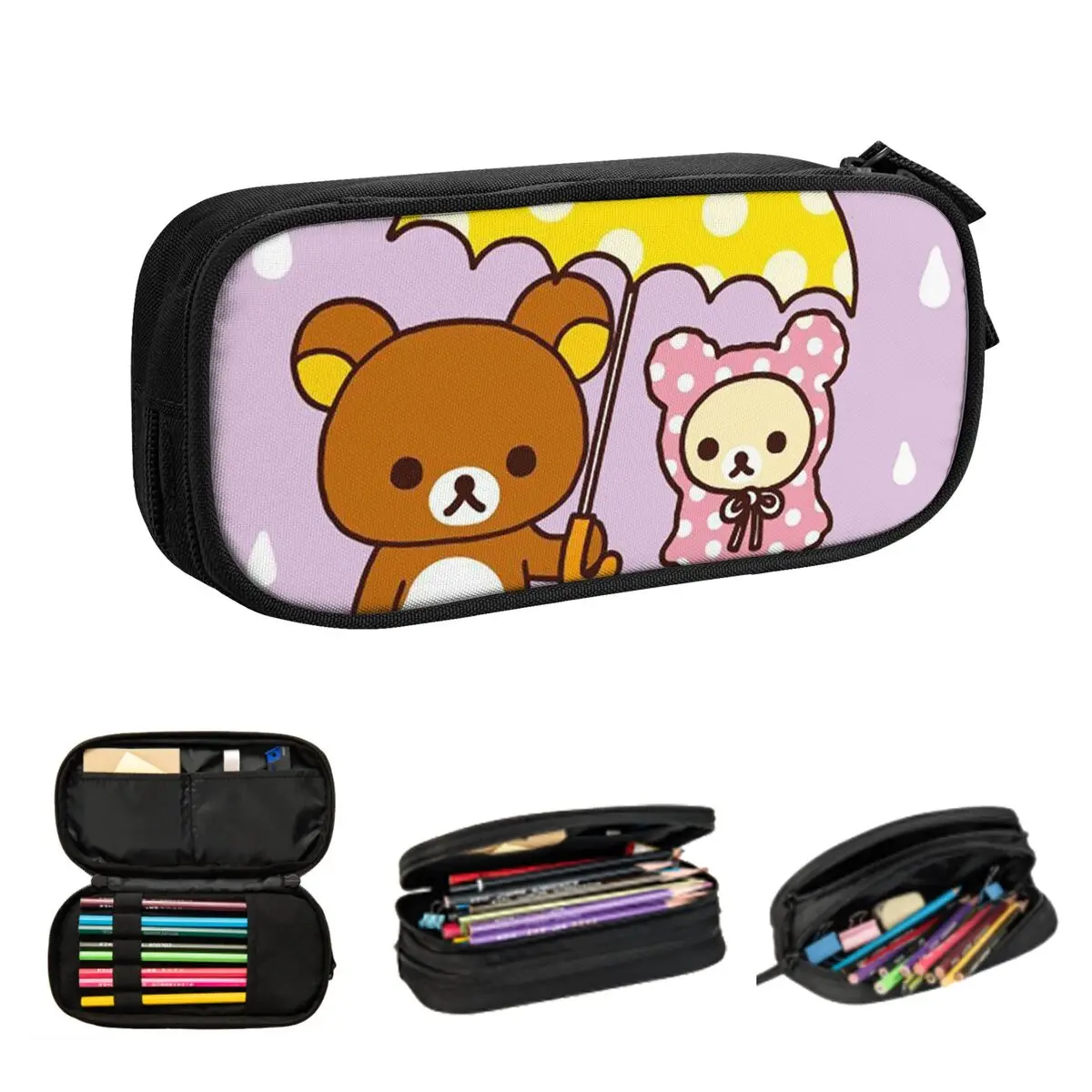 

Rilakkuma Pencil Cases for Student School Pen Box Pencil Bag Big Capacity Pencil Pouch Storage Stationery Supplies