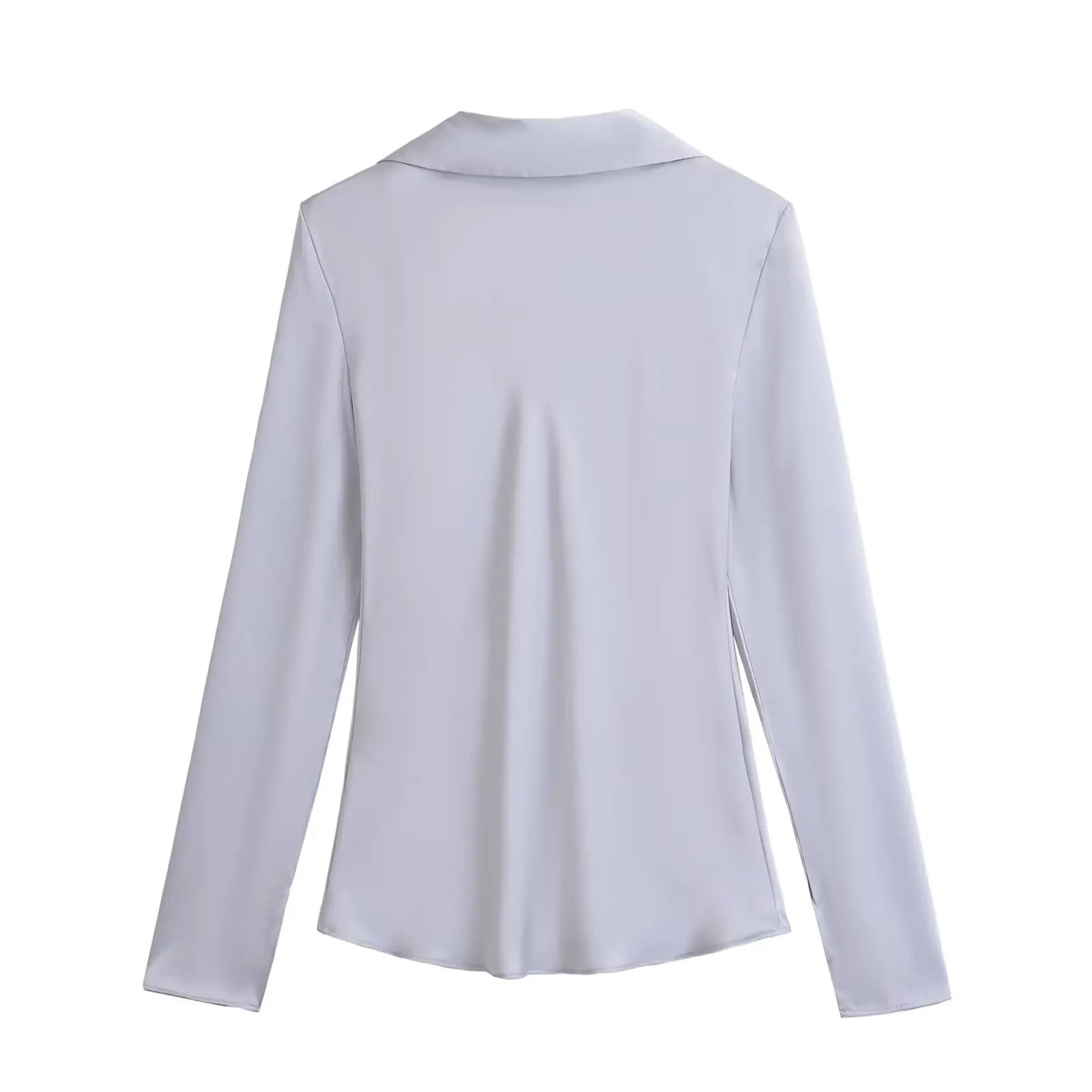 Traf Sommer Frauen Mode und lässig vielseitige V-Ausschnitt binden Bogen Dekoration Seide Satin Textur Shirt