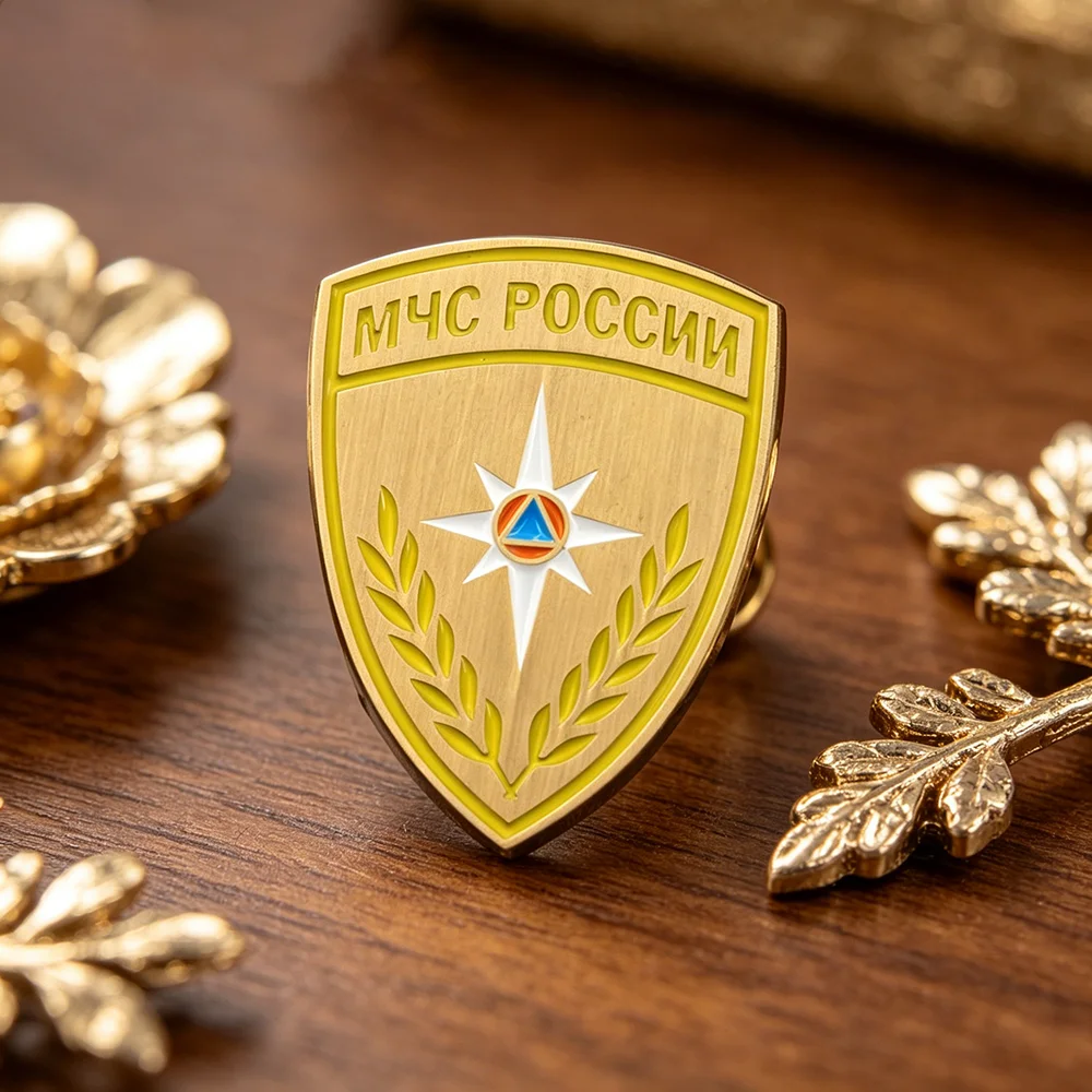 Russische EMERCOM Emaille-Pins Russland MChS Ministerium für Notfälle Broschen Schild-Abzeichen Rucksack Kleidung Geschenk für Militärfans – Detail 13