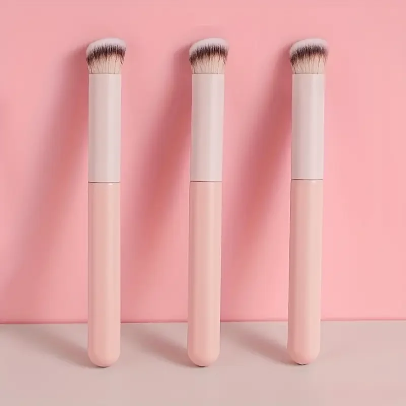 1 brocha correctora rosa, manga de sombra de ojos rosa, brocha de maquillaje, pluma mezcladora, herramienta de belleza profesional, brocha de maquillaje