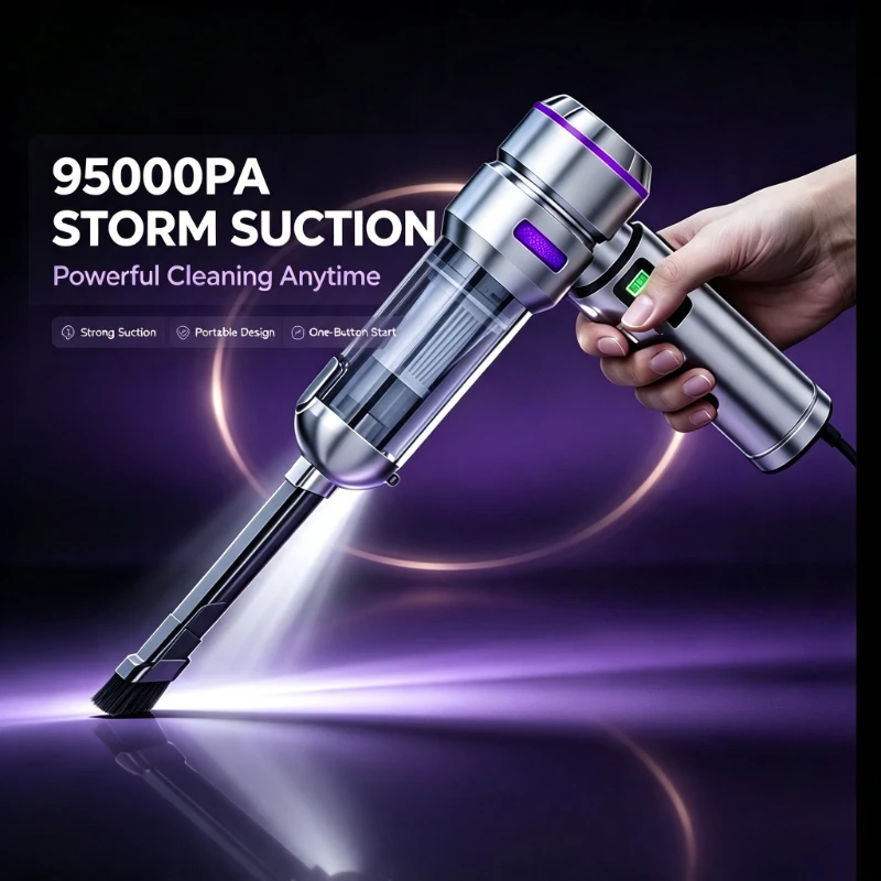 Car Vacuum LEDlamp Cleaner Powerful Mini 98000PA Cordless Portable Vacuum Cleaner for Home Appliance Handheld Blower Car Cleaner