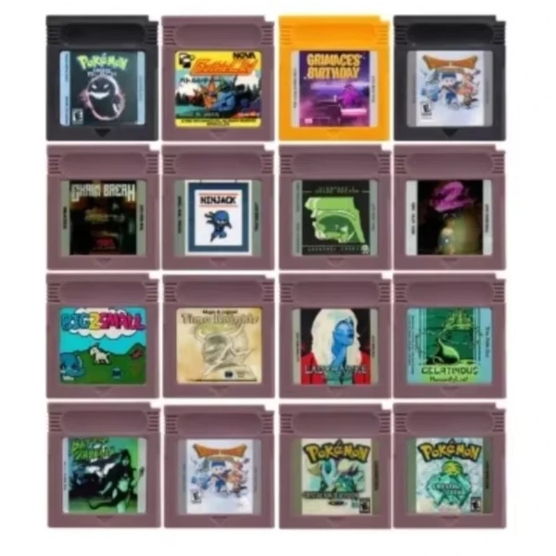 Cartucho de juego Grimaces Birthday GBC, tarjeta de consola de videojuegos de 16 bits, Crystal Clear Greenboy Creepy Black para GBC/GBA