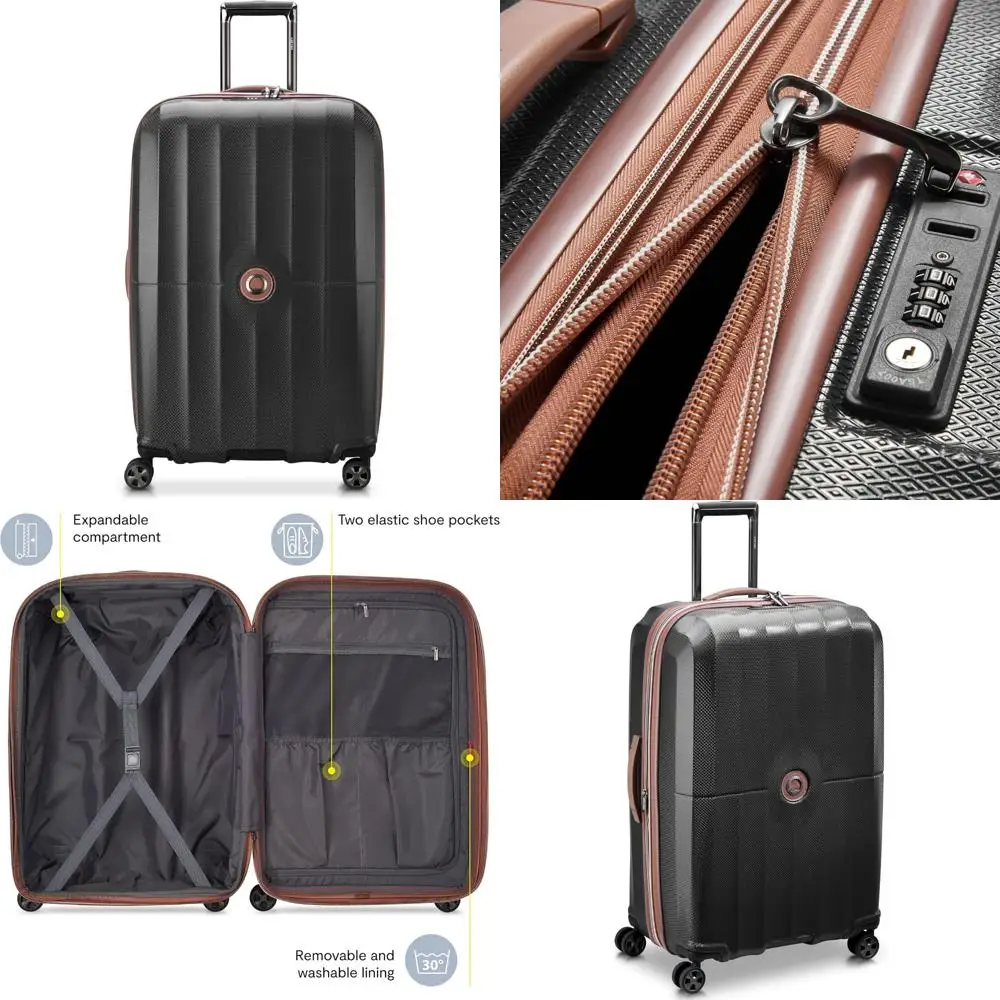 

expandable hardside spinner luggage, black, large 28 inch