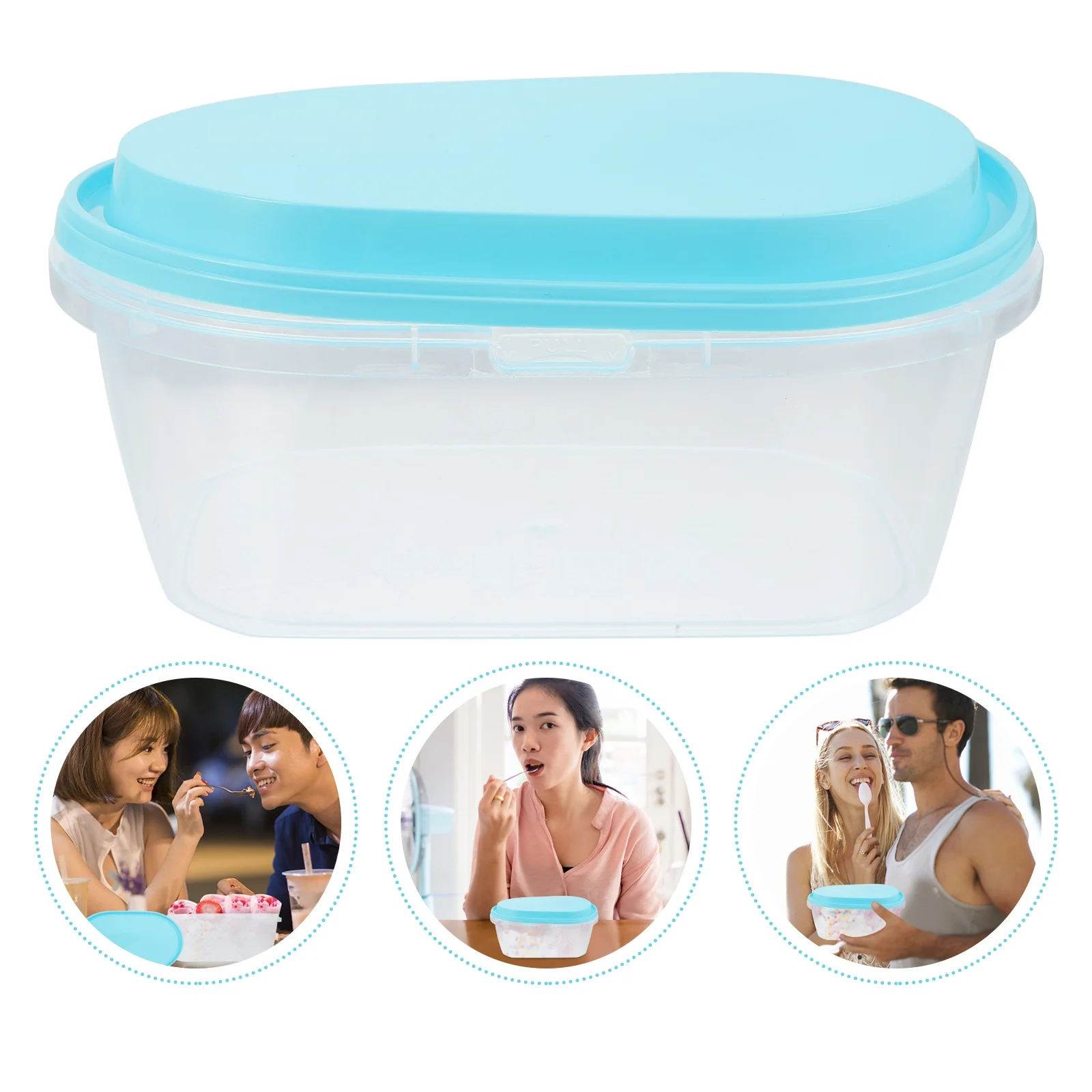

2pcs Oval Ice Cream Box Plastic Fruit Storage Container With Lid For Cake Shop Dessert Milk Tea Soy Milk Keeping Temperature
