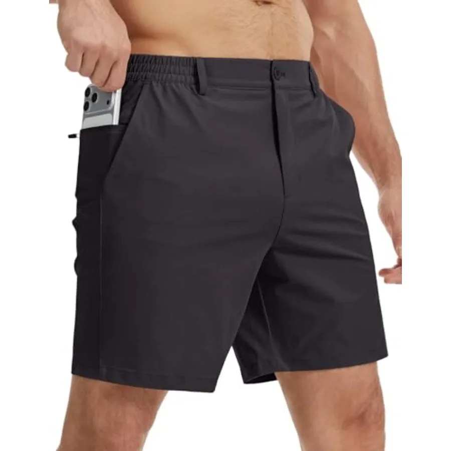

Мужские легкие повседневные шорты для гольфа QPNGRP с внутренней длиной штанин 7 дюймов, быстросохнущие, эластичные, с 3 карманами