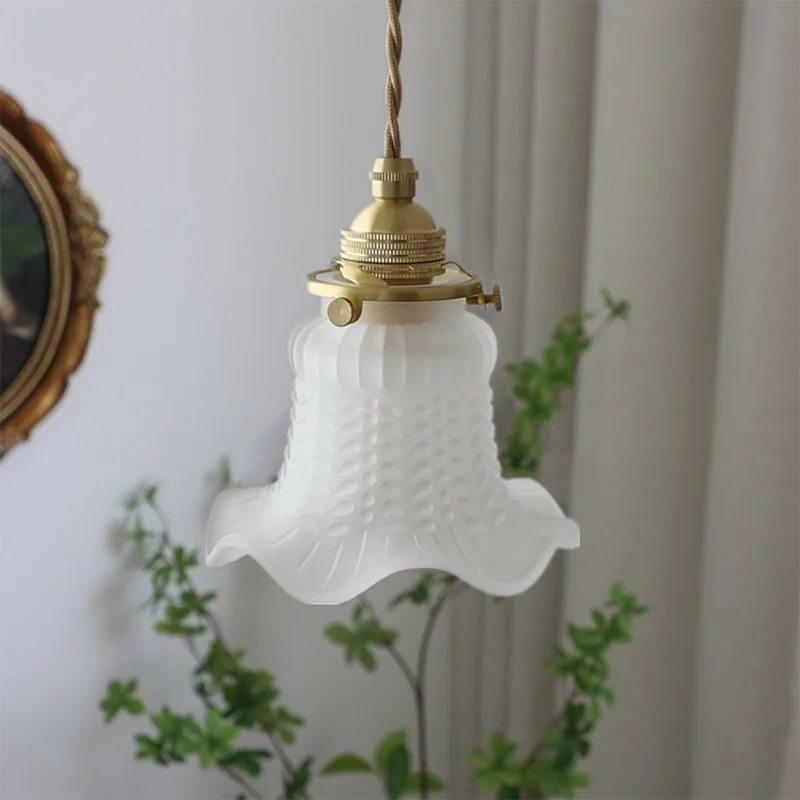 IWHD الشمال الحديثة LED مصابيح معلقة غرفة نوم الحمام لوفت 200 سنتيمتر سلك قابل للتعديل النحاس متجمد الزجاج قلادة الإضاءة Hanglamp