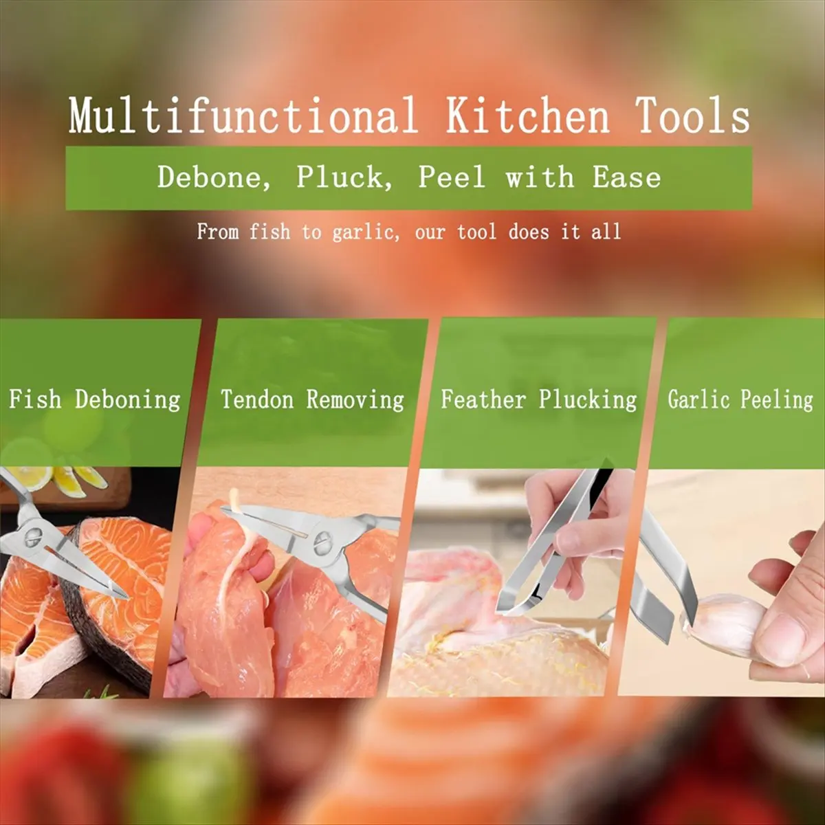 AA83 Fish Bone Pliers/Tweezers 304 Food Grade Stainless Steel Deboning Tool Kit for All Kinds of Fish