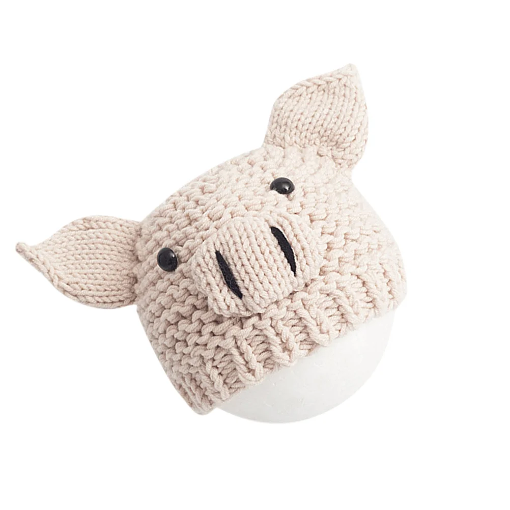 

Детская вязаная шапка, очаровательная свинья, реквизит для фотосъемки новорожденных, бежевая вязаная крючком шапка для младенцев, реквизит для фотосессии, вязаная для новорожденных