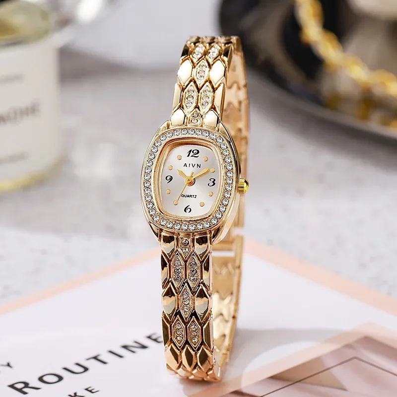 Orologio al quarzo da donna alla moda Orologio da polso di lusso con borchie di diamanti Orologio da polso da donna per ragazza Dropshipping Relojes Para Mujer