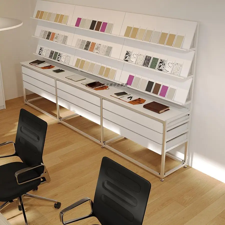 Birch Ocean Panel Profil Aluminium Rak Display Rak Penyimpanan Pameran Rak Buku File Laci Tampilan Sampel Nakajima Tai