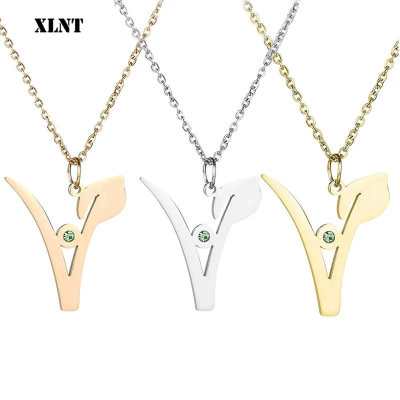 XLNT Vegan Stainless Steel Necklace Vegetarian Symbol Necklace Pendant Gift for Vegetarian Vegetarian Jewelry