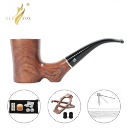 Old Fox Rosewood Tobacco Bent Pipe Set Accessories 9MM Activated Carbon Paper Filter Sandalwood Smoking Pipe With 10 Tools Kits