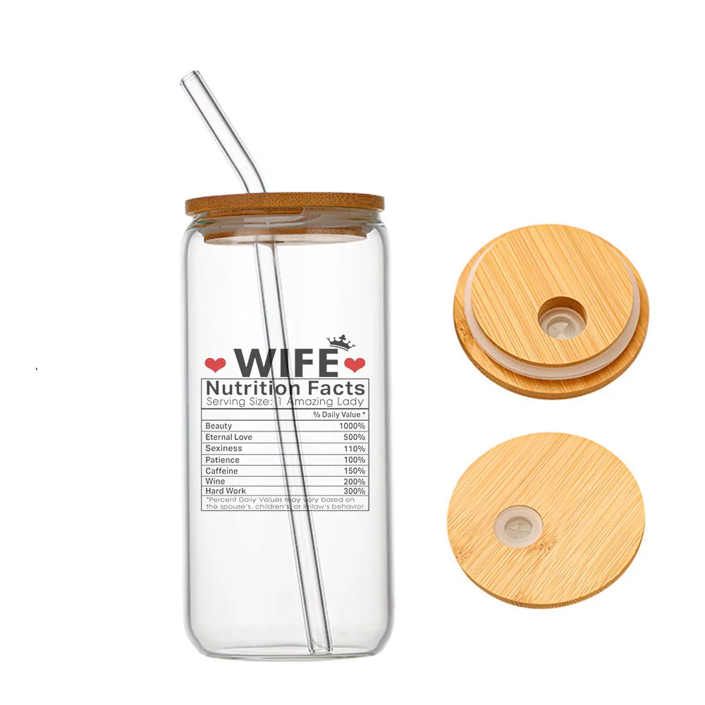 

My Wife Is Hotter Than My Coffee Glass For Heat Resistant High Drinking Cup With Straws Lids 16 oz