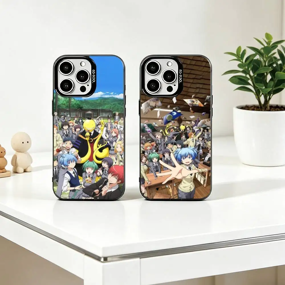 

Anime Assassination Classroom Phone Case For iPhone 17,16,15,14,13,12,11 Plus,Pro Max,XS,Colored Silver Plated Inside Cover