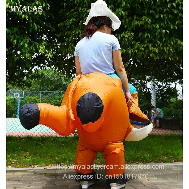 Disfraz inflable divertido de ganado de vaquero y toro marrón, disfraz de Carnaval de Halloween, disfraz de vaca, jinete, toro, vaca, disfraz de Halloween para adultos