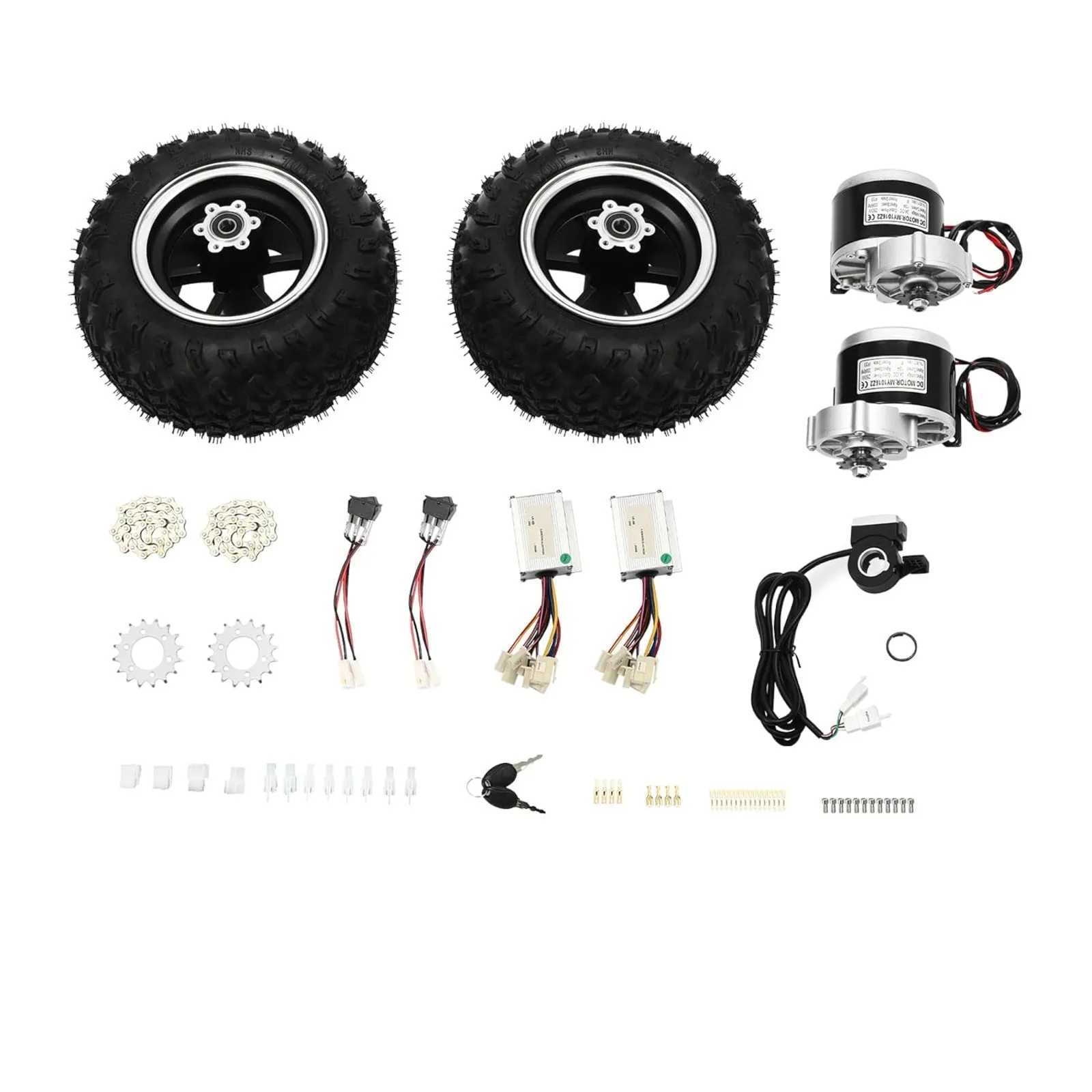 

24V/250W 36V/350W Electric Scooter Conversion Kit 10" Dual Wheels Brush Gear Motor Drive Air Wheel w/Reverse Gear+Thumb Throttle