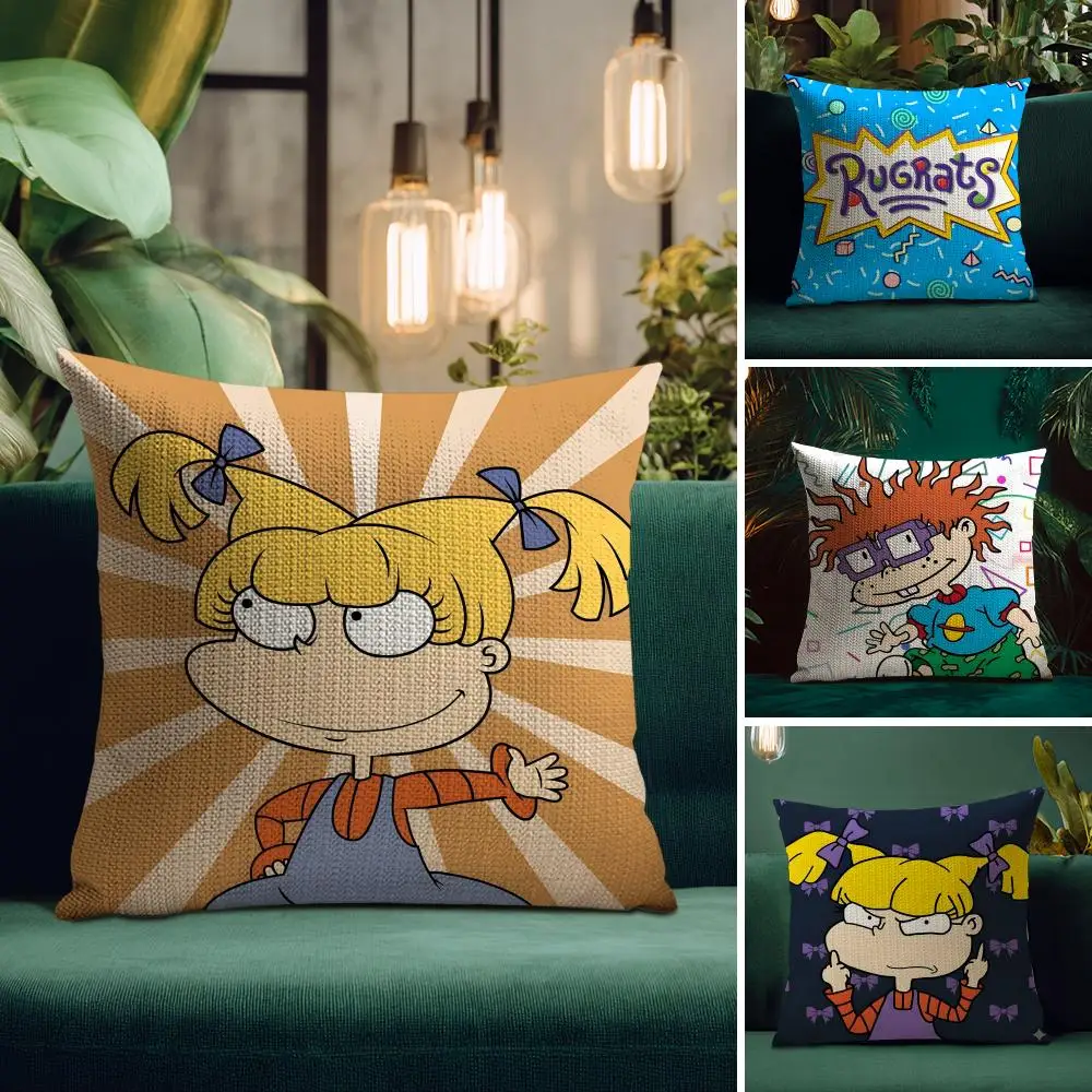 Cartoon R-Rugrats Cushion Cover Natural Linen Pillow Case Double-Sided Print Decorative Sofa Pillowcase Home Decor Gift