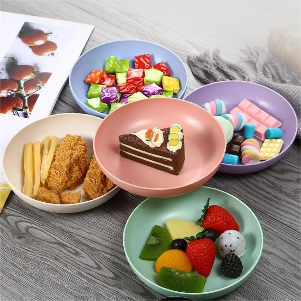 Wheat Straw Plates Unbreakable Durable Lightweight Dinner Dish Microwave Safe Snack Fruit Dish BPA Free Tableware