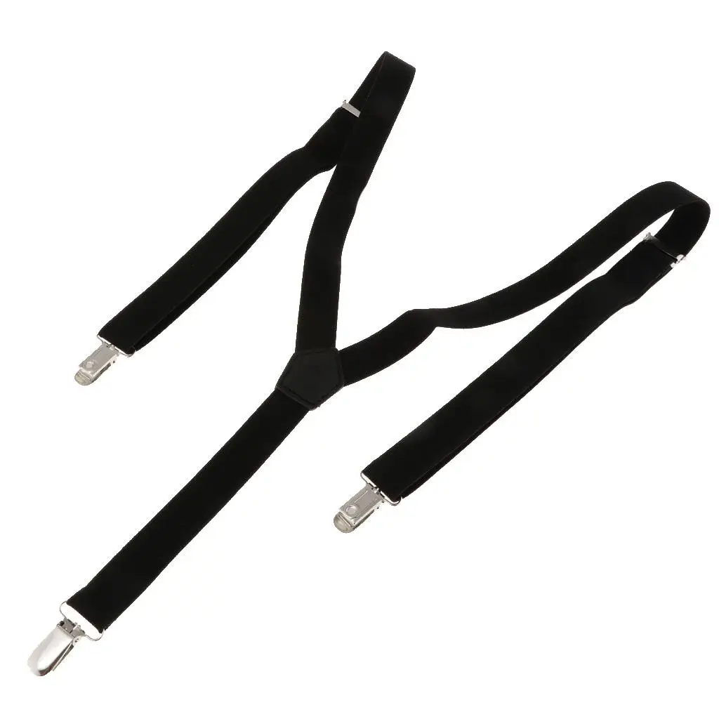 Men Trouser Elastic Adjustable Suspender Y Shape with Metal Clips
