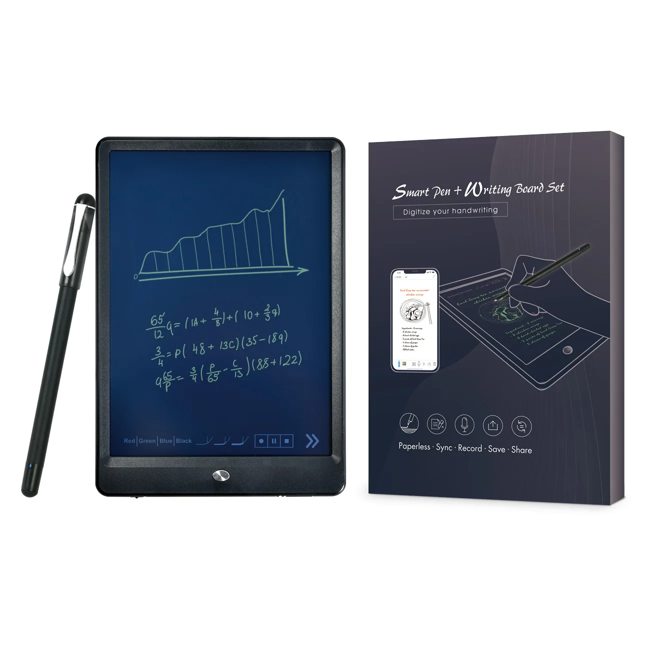 Ophaya luxury Smart Writing Set2: Pen and 10.5“ Reusable Writing&Drawing Pad W/ Gift Package,  Bluetooth, Wireless, iOS, Android