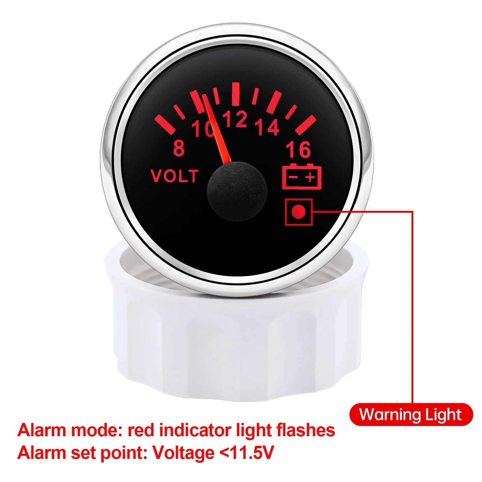 Auto- und Boot-Booster-Alarmanzeige 2'' 52mm Öldruckmesser Wasserstandsmesser Kraftstofftemperatur 12V 24V Voltmeter Zubehör Messgerät – Detail 28