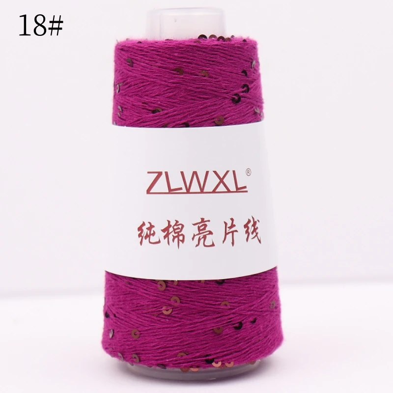 Schwarzes Garn 300g 2400M 3mm Pailletten-Baumwollgarn DIY Strickdekoration Handgehäkeltes STRICKGARN