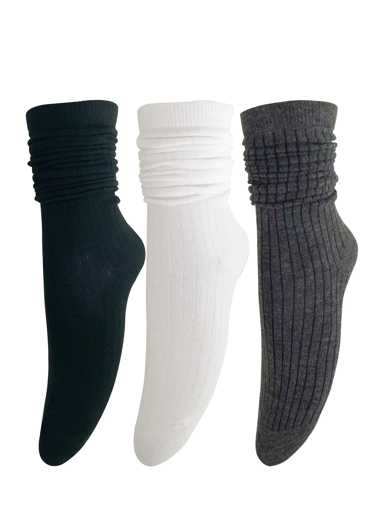 

3 Pairs Women's Stocking Skinny Casual Knee High Fluffy Long Knee Sock Fashion Autumn Solid Trends Style Comfy Female Socks