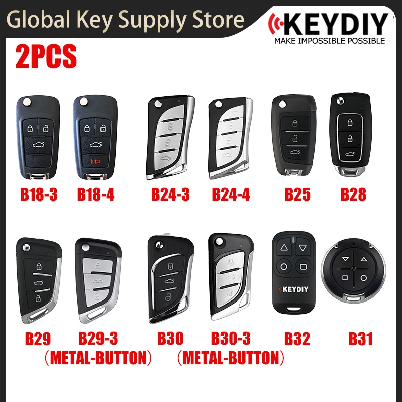 2PCS KEYDIY B18-3 B18-4 B24-3 B24-4 B25 B28 B29 B29-3 B30 B30-3 B31 B32 for KD-X2 KD900
