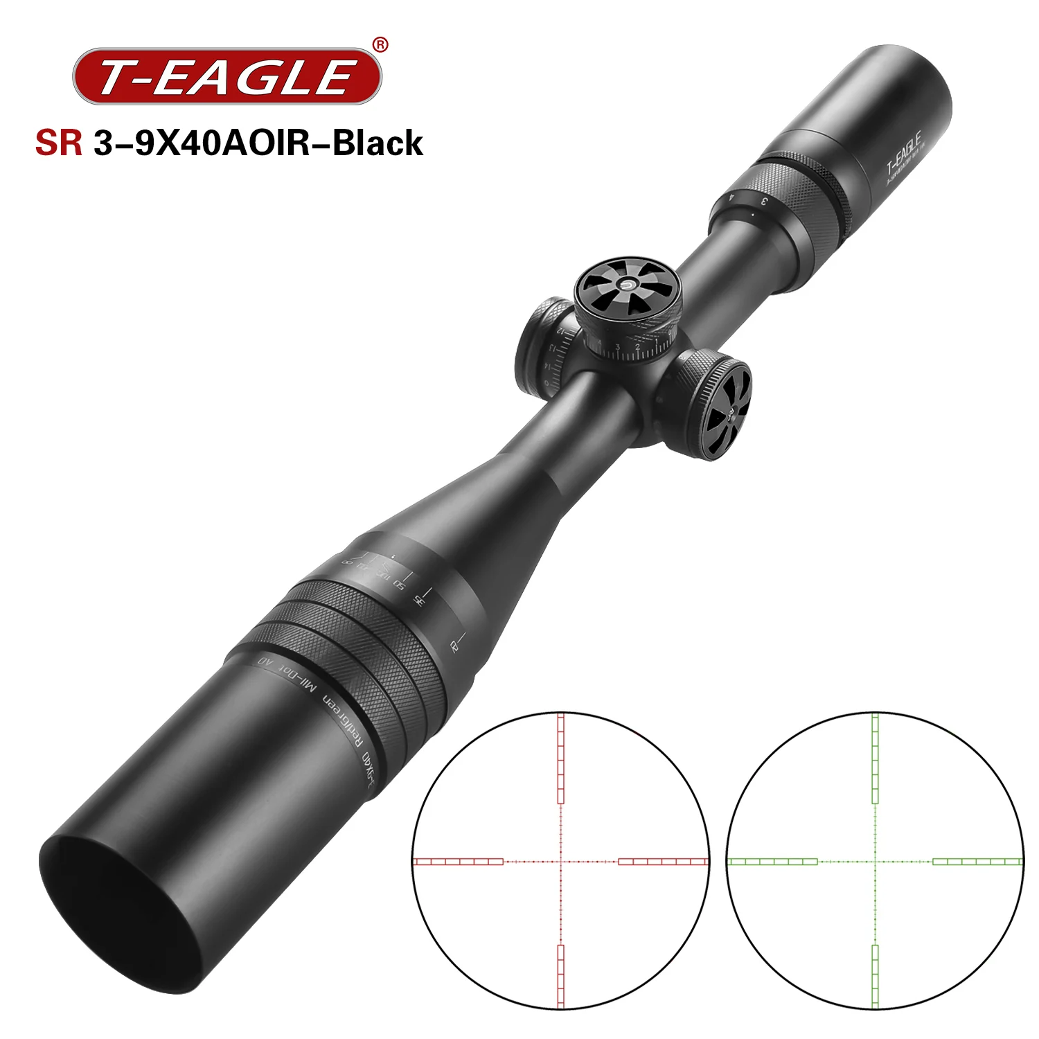 T-eagle Tactical Optic Sight SR 3-9X40 AOIR Rifle Scope Sniper Airsoft Air Guns Riflescope For Hunting Red Dot With Mounts