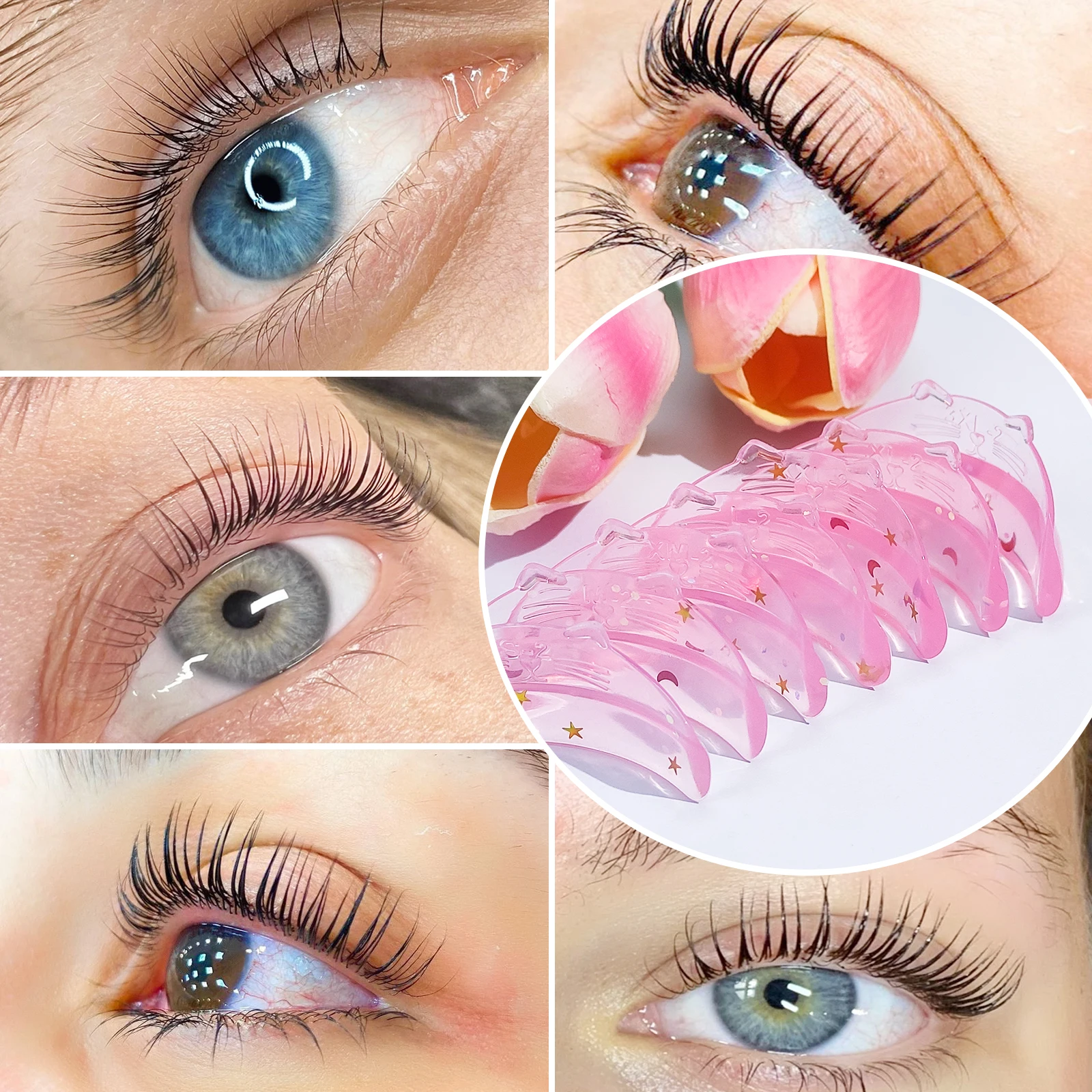 Lomansa 7 أزواج C حليقة سيليكون رمش بيرم منصات لزجة جلدة قضبان درع رفع ثلاثية الأبعاد رمش بكرة الشعر اكسسوارات ماكياج أداة #5