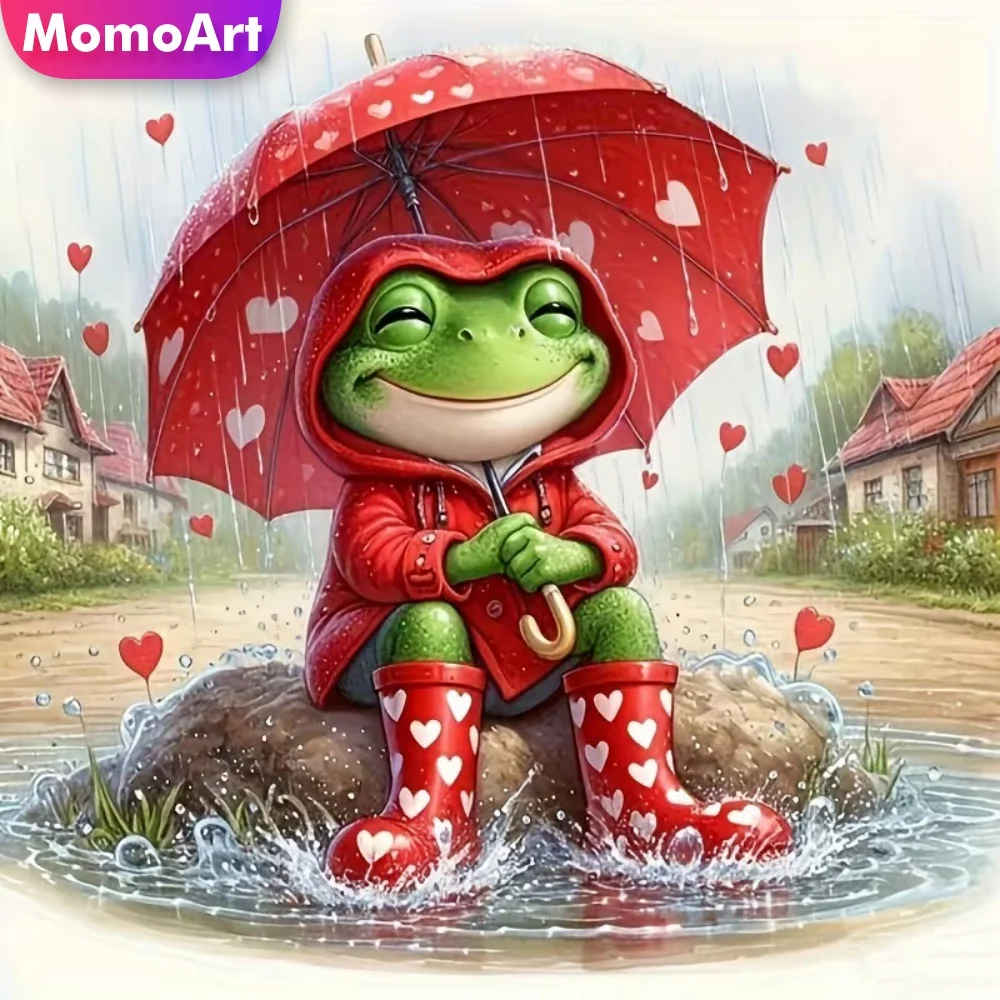 Momoart Diamantmalerei, Frosch, Tier, DIY-Kreuzstich-Set, geeignet für Anfänger, Diamant-Mosaik, Cartoon-Stickerei, einzigartiges Geschenk