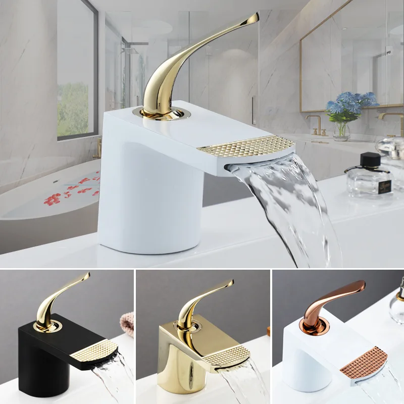 

Brass accessible luxury waterfall basin faucet for home bathroom undercounter basin hot and cold faucet