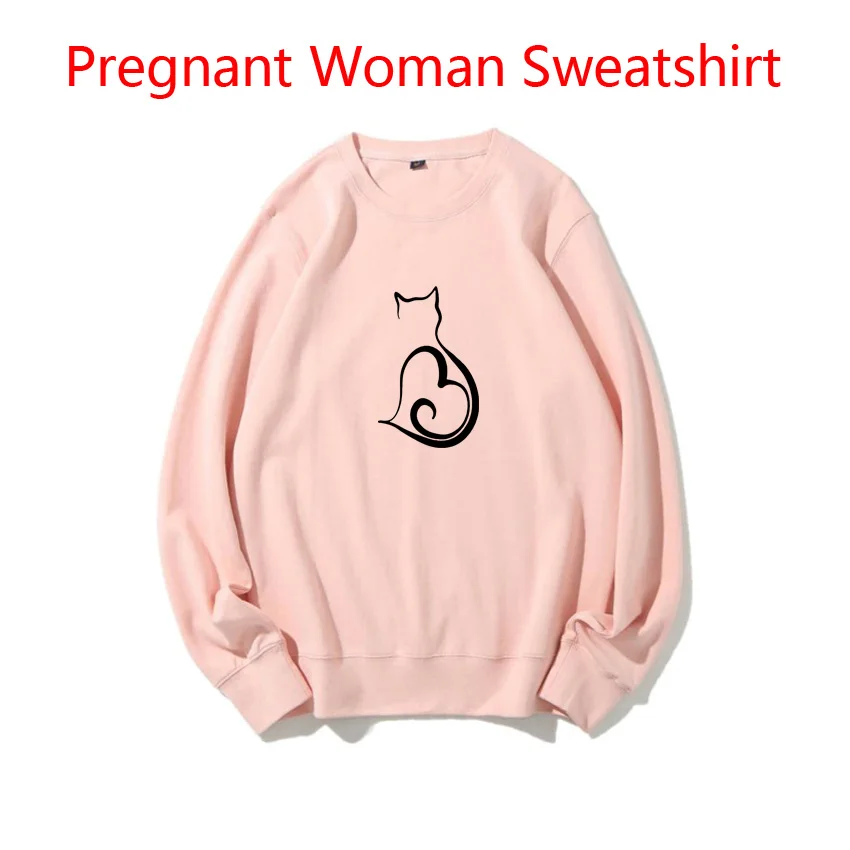 Korean Version Versatile Maternity Women Sweaters Versatile Backing Cat Love Funny Print Pullover Pregnant Woman Sweatshirt Spri