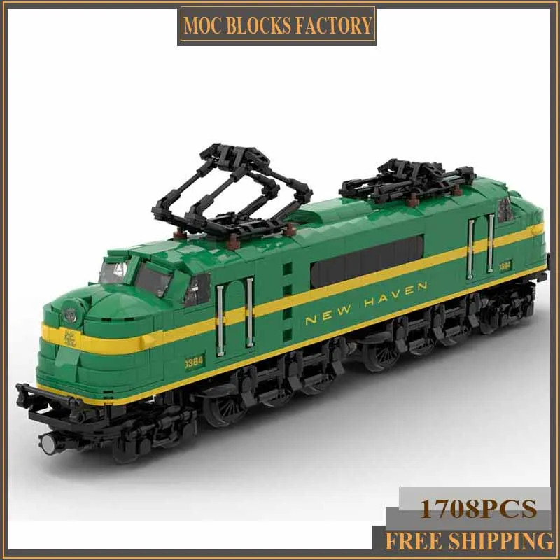 MOC City Freight Railway Train Set Red Locomotive Model Building Block Assembly Transport Vehicles Collection Series Toy Gifts