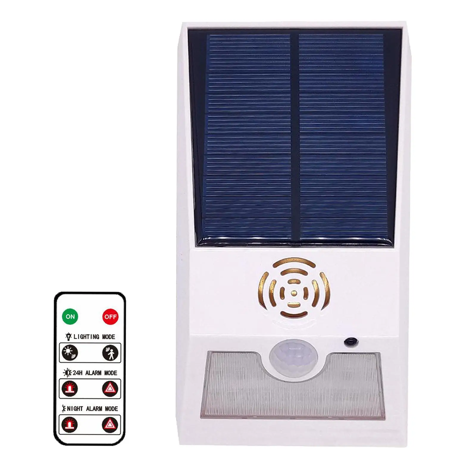 Solar Sound Alarm Light, Light with Remote Control, Sound Security Siren