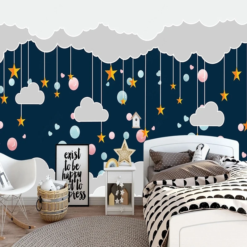 Custom Photo Wallpaper 3D Hand Painted Cartoon Mural Children's Room Background Wall Painting Papel De Parede Infantil Stickers