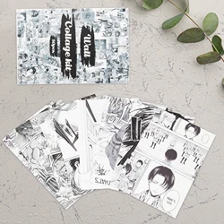 50Pcs Black White Comic Collage Card Set Animation Cardstock Wall Collage Posters Home Decor for Bedroom Dormitory Apartment