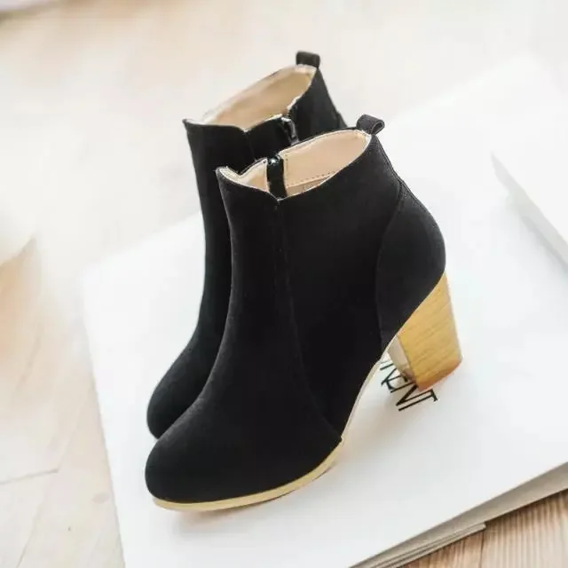 Booties Woman Autumn Winter Chunky Heels Zip Shoes Luxury Fashion Chelsea Ankle Women\'s Boots Size 41 Casual Botas Femininas