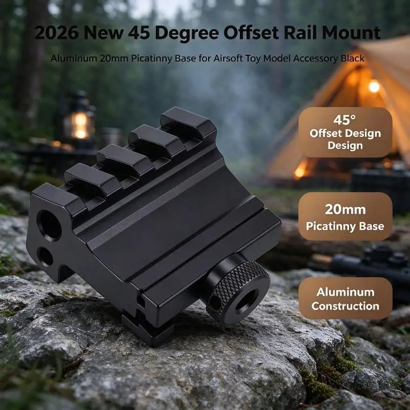 2026 New 45 Degree Offset Flashlight Rail Mount Aluminum 20mm Picatinny Base for Airsoft Toy Model Accessory Black