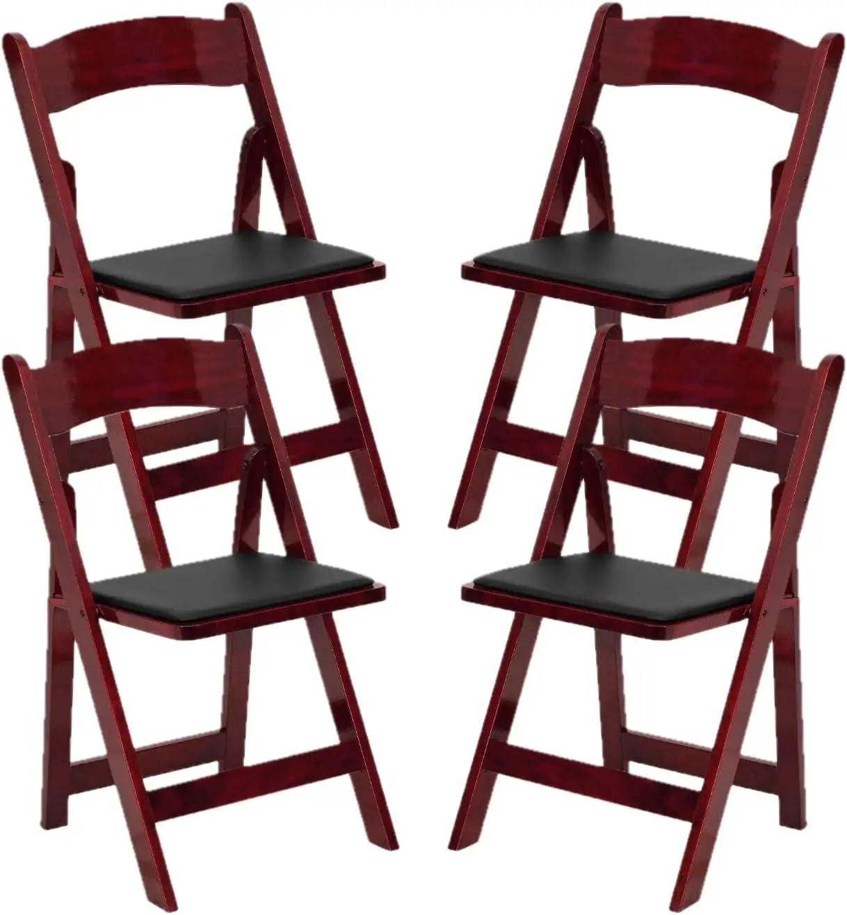 

4PCS Mahogany wood Folding Chair with Vinyl Padded Seat for Parties,Weddings and Events